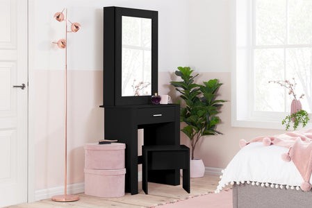 1 Drawer Sliding Mirror Dressing Table Black