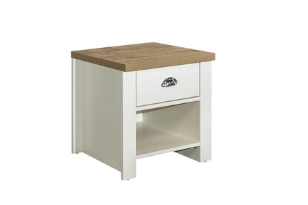 1 Drawer Lamp Table Cream & Oak