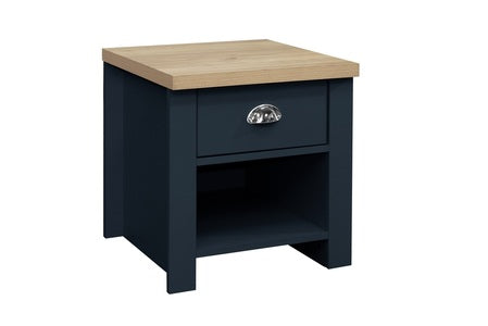 1 Drawer Lamp Table Navy Blue & Oak