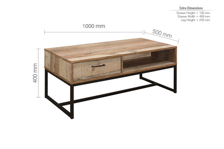 1 Drawer Coffee Table Brown