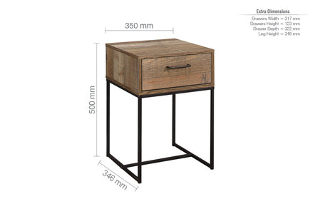 1 Drawer Narrow Bedside Rustic