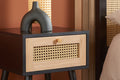 1 DRAWER RATTAN BEDSIDE BLACK